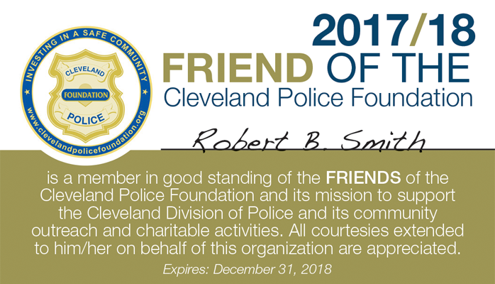FRIEND of the Cleveland Police Foundation Membership Card