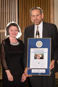 Bob Shores and Carol Romano of the 2nd District Community Relations Committee accept the Outstanding Community Service by a Grass Roots Organization.