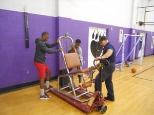 The machines are placed in the gym.