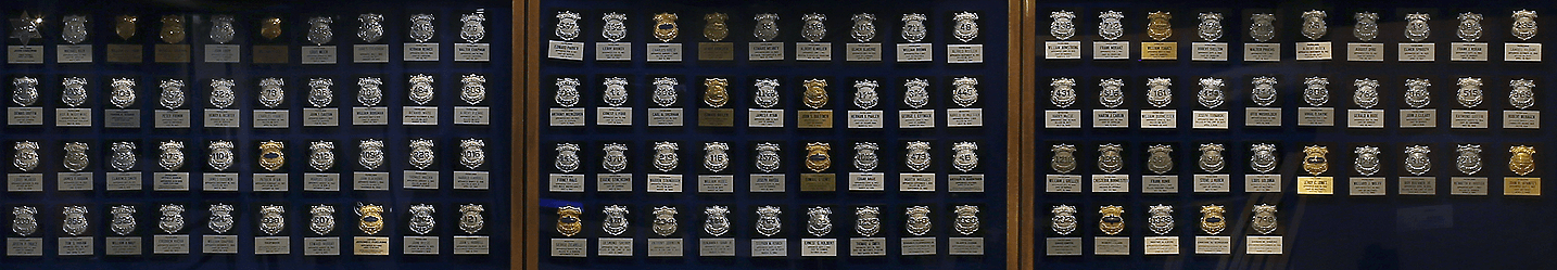 Badges of officers who were killed in the line of duty