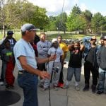 The children get a quick lesson on fishing from Captain Vytus prior to going out on the Linda Mae at Wildwood Park.