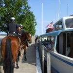 Mounted Unit officers arrive and wish the kids good luck.