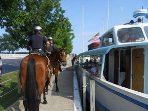 Mounted Unit officers arrive and wish the kids good luck.