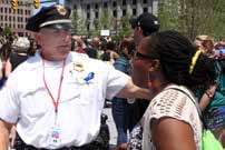 Police and protesters at the RNC