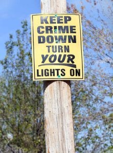 Keep crime down, turn your lights on