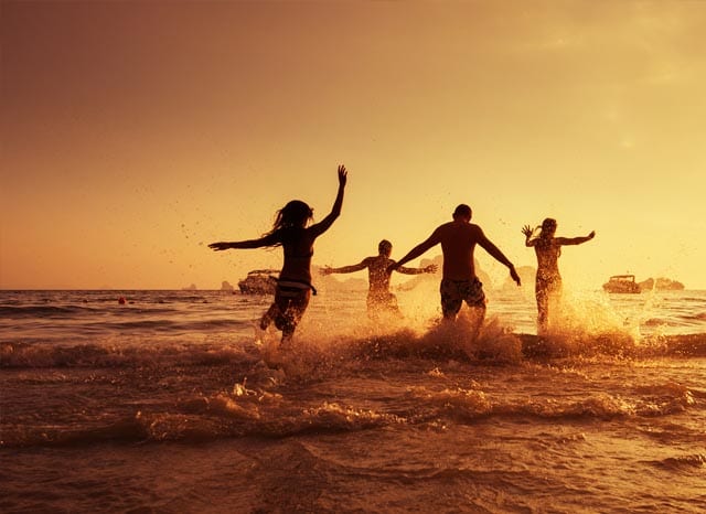 Playing at the beach