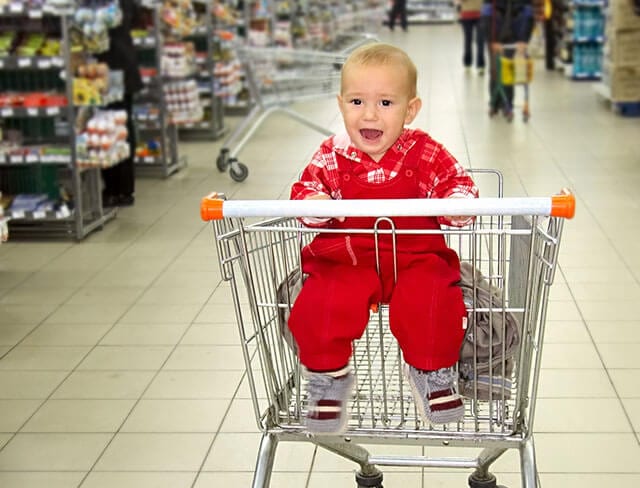 Baby crying at grocery store