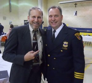 Longtime Community Relation's Committee member Bob Shores and Commander Tom Stacho.