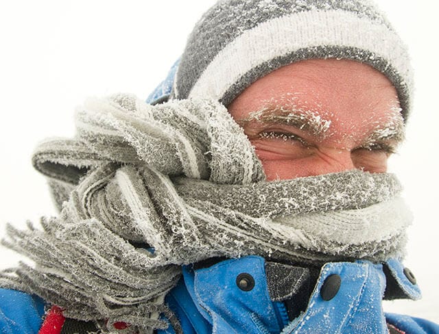 Man outside bundled up in the cold