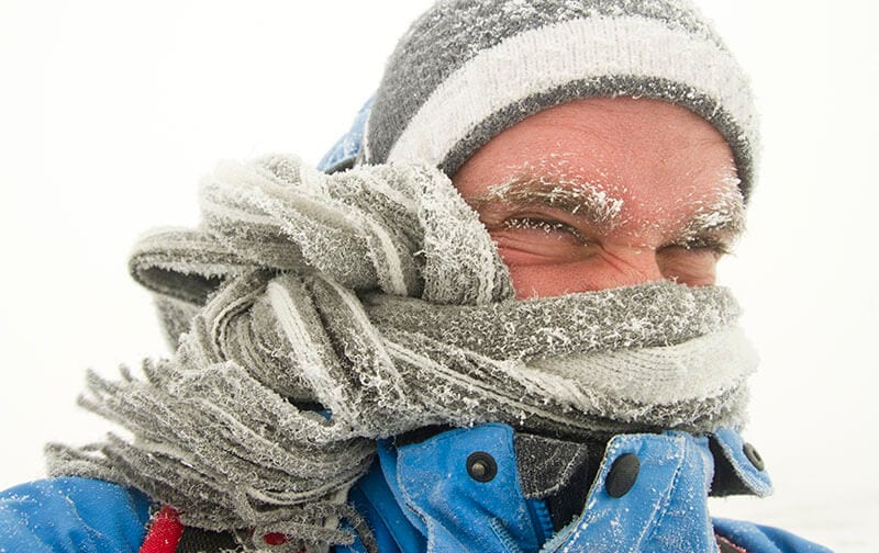 Man outside bundled up in the cold