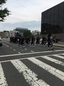 The Cleveland Division of Police Pipes & Drums and Honor Guard participated in the Annual Emerald Society & Pipe Band Parade. This event includes law enforcement departments from across the United States. The parade ended at the National Police Officers Memorial and a viewing of the inscribed name of Fallen Cleveland Patrol Officer David J. Fahey, Jr.