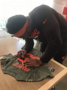 Cleveland Browns Miles Garrett signing jersey