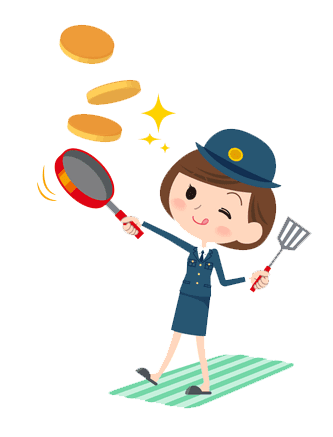 Officer making pancakes