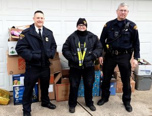 2nd District Sock and Underwear Drive - Lt Tim Maffo-Judd PO Jen Dziuba and PO Chris Lozinak