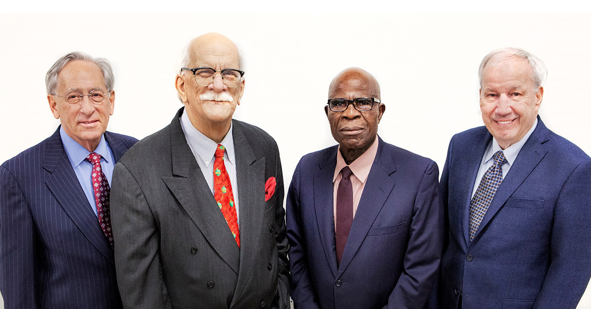 From left: Cleveland Police Foundation's new officers Ed Stevens, APR, Secretary; Dick Clough, Board Chair and President; John Anoliefo, Vice President; and Richard Henry, Treasurer