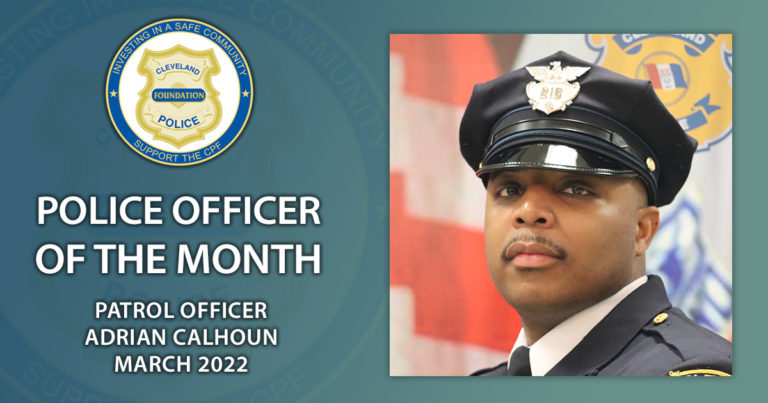 CPF Police Officer of the Month - March 2022 - Patrol Officer Adrian Calhoun