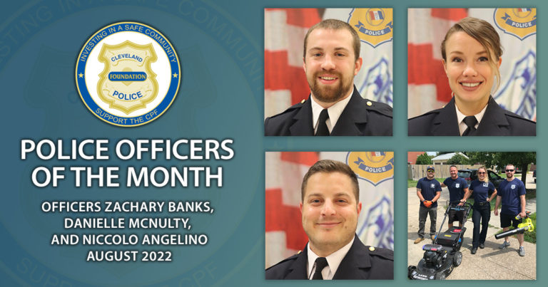 CPF Police Officers of the Month - August 2022 - Officers Zachary Banks, Danielle McNulty, and Niccolo Angelino