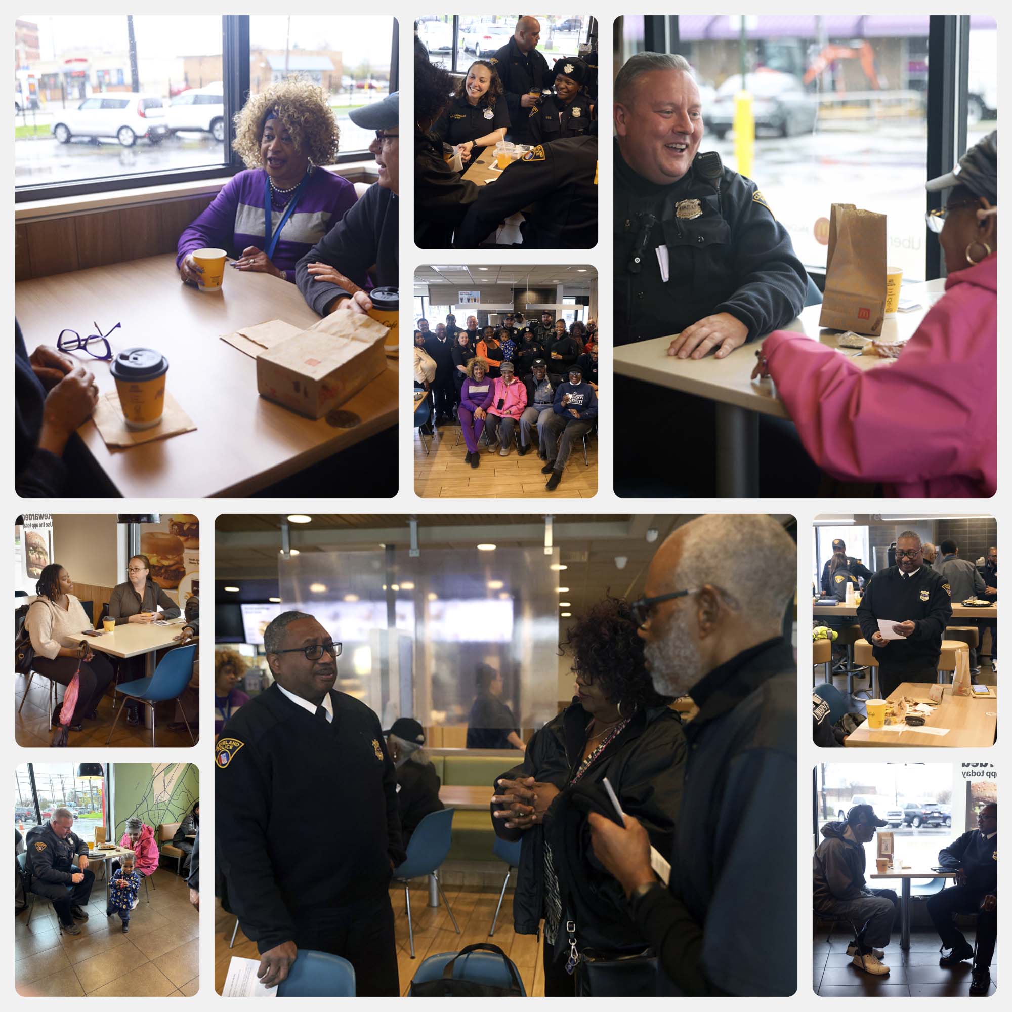Police and community members at the 5th District Coffee with a Cop event