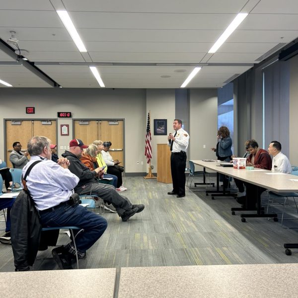Commander Maguth addresses residents during the District 3 Policing Committee meeting.