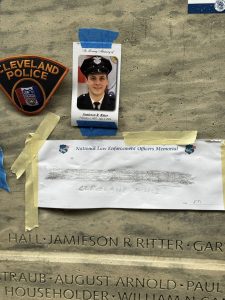 Photo and name rubbing of Officer Jamieson Ritter at the National Law Enforcement Officers Memorial wall