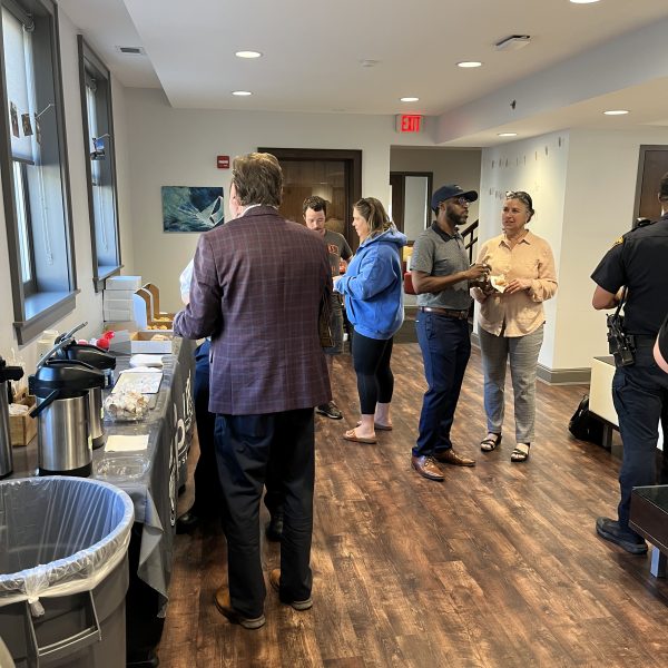 District 3 officers and guests enjoying conversation at The Foundry event