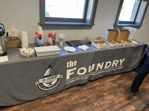 Coffee and donuts setup at The Foundry for District 3 Coffee with a Cop