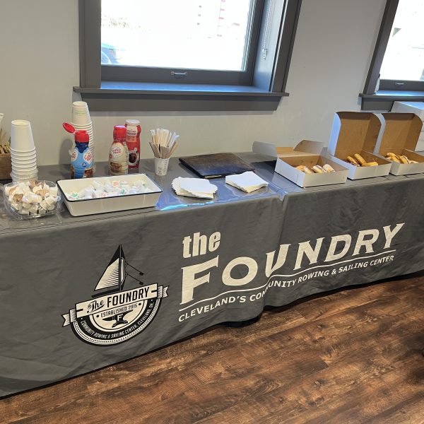 Coffee and donuts setup at The Foundry for District 3 Coffee with a Cop