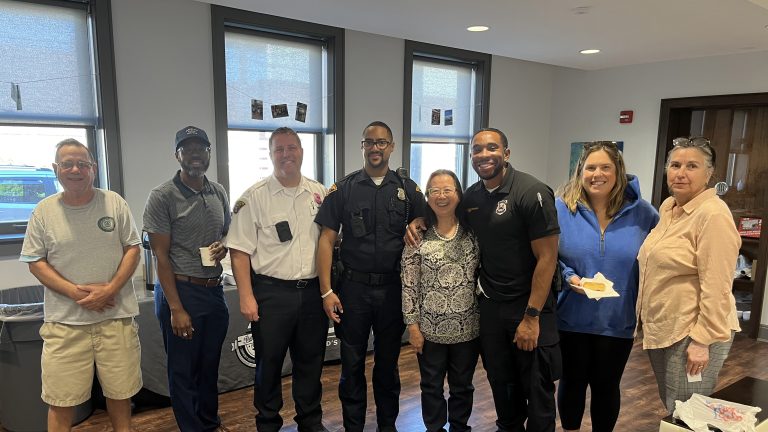 Attendees mingling during District 3 Coffee with a Cop at The Foundry
