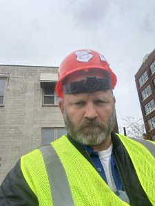 Lt. Lentz sharing a lighthearted moment during his visit to the construction site.